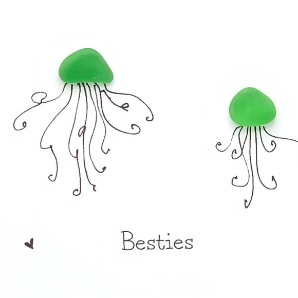 Sea Glass Art Sister Best Friend Present| Friendship Seaglass Jellyfish Gift - Picture 4 of 5